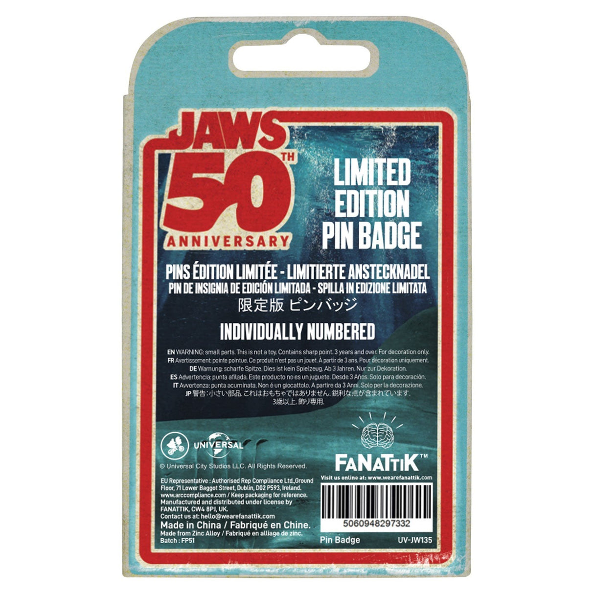 SHIP IN BOTTLE | Jaws 50th Anniversary | Limited Edition Pin Badge