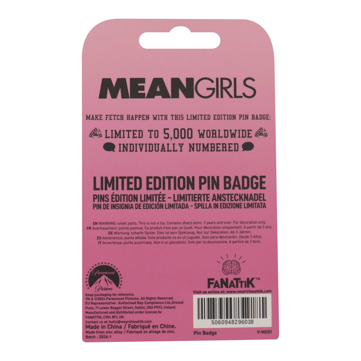 Mean Girls THAT'S SO FETCH Limited Edition Hard Enamel Pin Badge