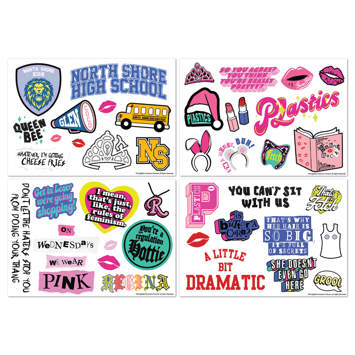 Mean Girls THE PLASTICS Limited Edition Tech Decal Stickers - 4 Sheet Pack