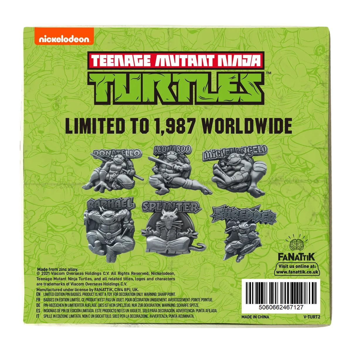 Teenage Mutant Ninja Turtles | Limited Edition Set of 6 Pin Badges
