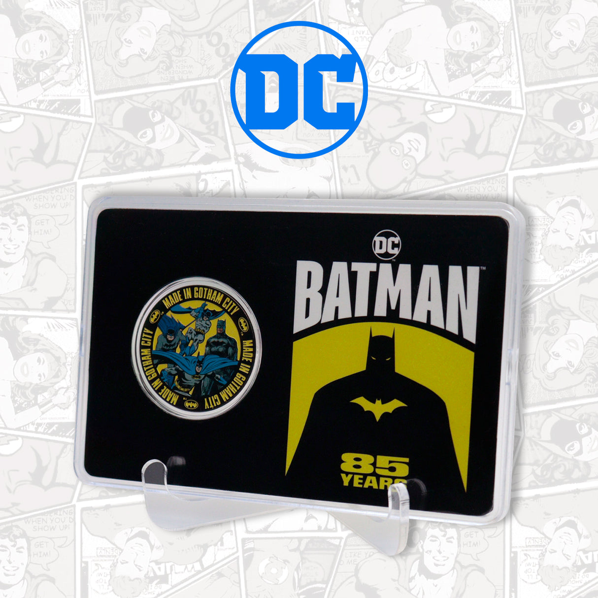 Batman 85th Anniversary BATMAN Limited Edition Collectible Coin and XL Stand