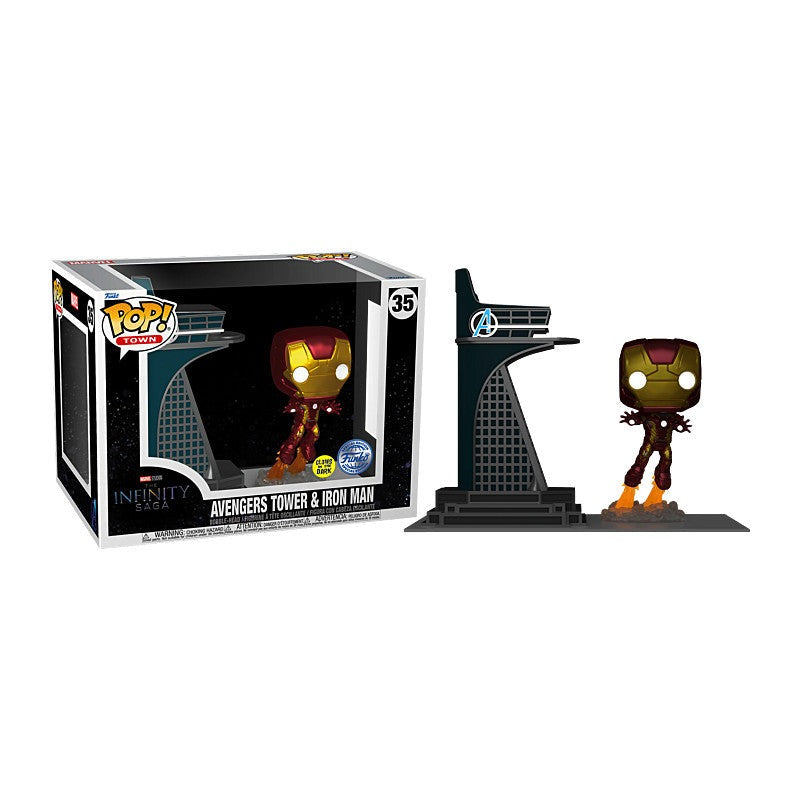 AVENGERS TOWER & IRON MAN | Marvel Age of Ultron | Funko Town | 6 Inch #35 Glow