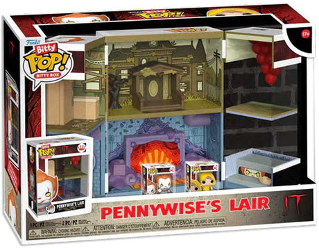 I.T. FUNHOUSE PLAYSET & 2 FIGURES | Display Case with Interior Scene & Storage | Funko Bitty POP! Boxes