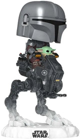 Funko Pop! Rides Strs The Mandalorian THE MANDALORIAN AND GROGU In Imperial Remnant AT-RT 6 Inch #837