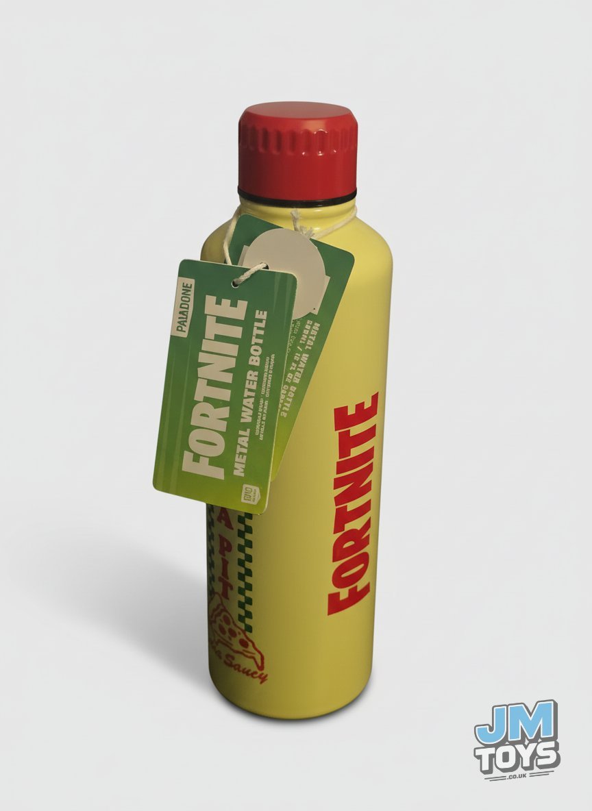 UNCLE PETE'S PIZZA PIT | Paladone Fortnite | Metal Water Bottle with Screw-Top Lid 500ml | Officially Licensed