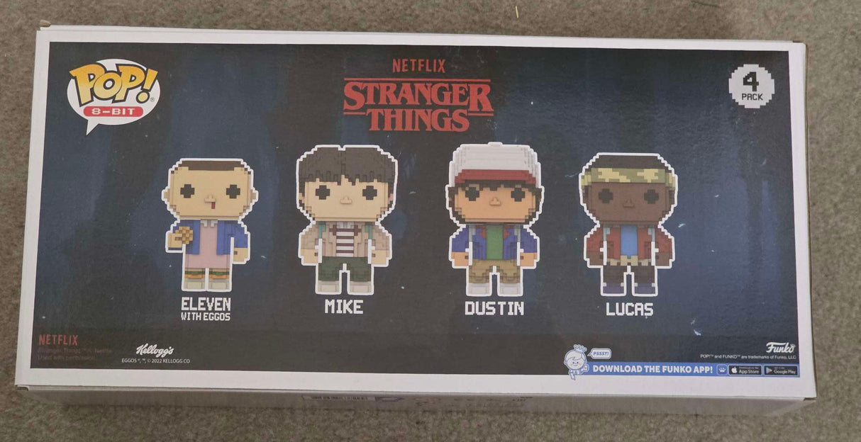 Slight Damaged Box | Funko Pop 8-Bit | Stranger Things | Eleven with Eggos / Mike / Dustin / Lucas 4 Pack
