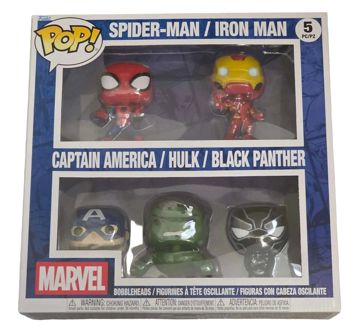 Funko Pop! Marvel SPIDER-MAN / IRON MAN / CAPTAIN AMERICA / HULK / BLACK PANTHER 5-Pack