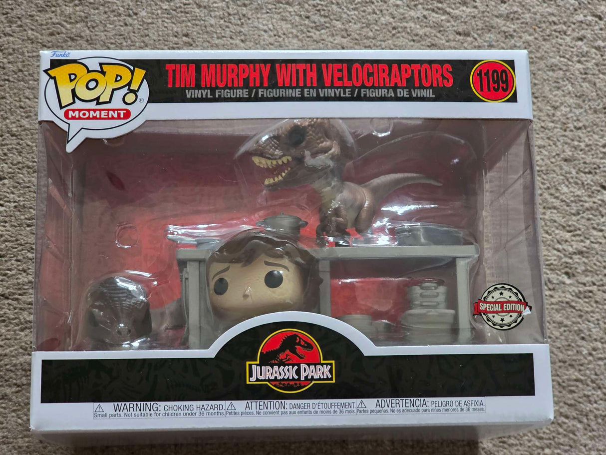 Slight Damaged Box | TIM MURPHY & VELOCIRAPTORS | Jurassic Park | Funko Pop! Moment #1199