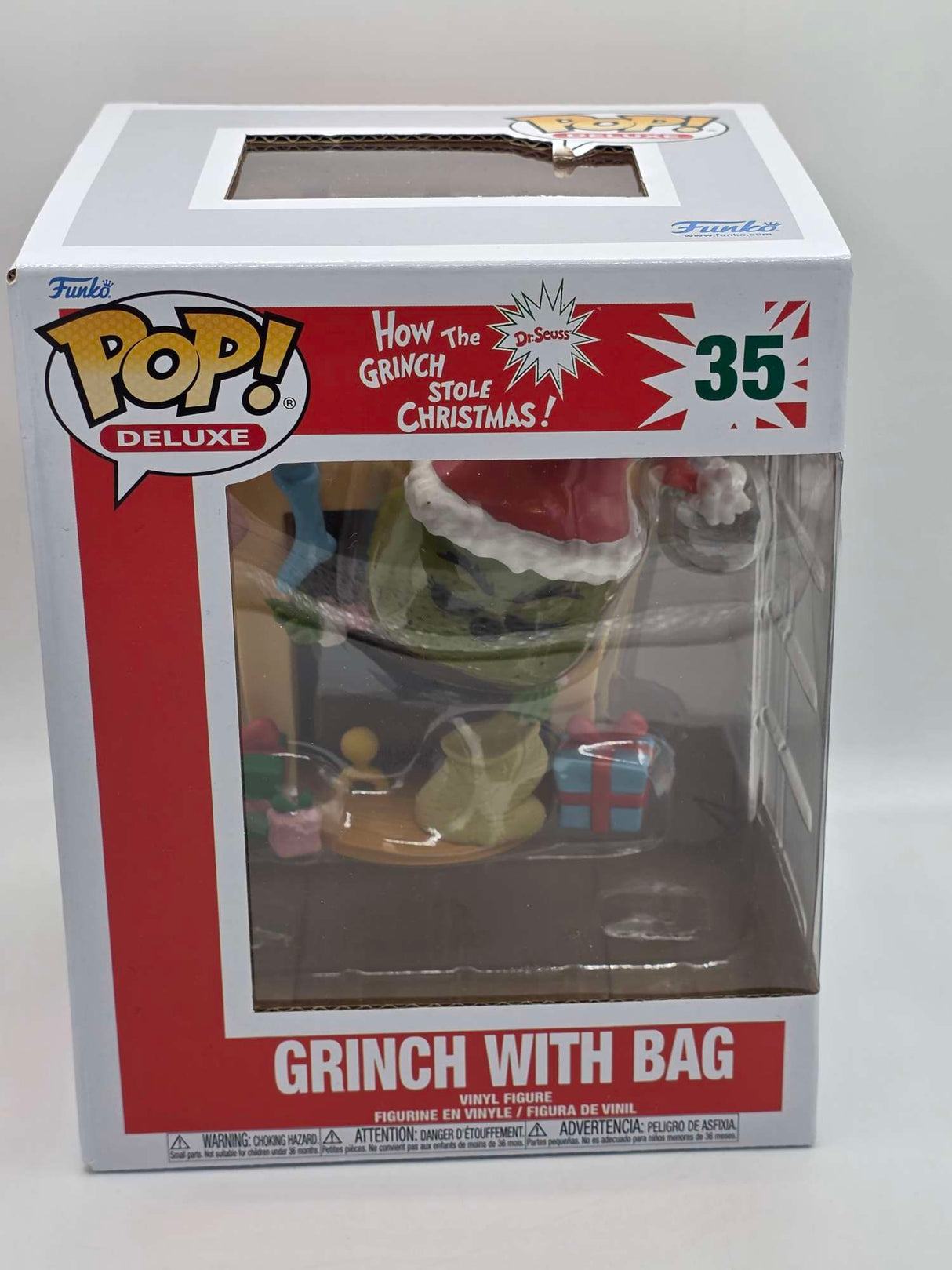 Slight Damaged Box | GRINCH WITH BAG | How The Grinch Stole Christmas | Funko Pop! Deluxe #35