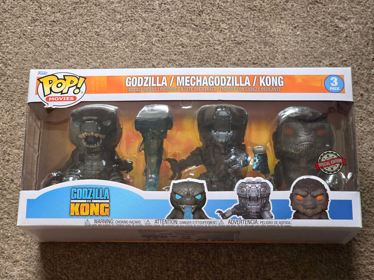Slight Damaged Box | Funko Movies | Godzilla vs Kong | Godzilla / MechaGodzilla / Kong | 3 Pack