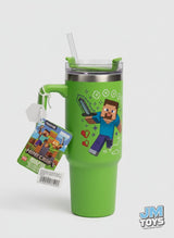 MINECRAFT STEVE AND CREEPER | Paladone Minecraft | Purple Insulated Cup and Straw 900ml | Officially Licensed