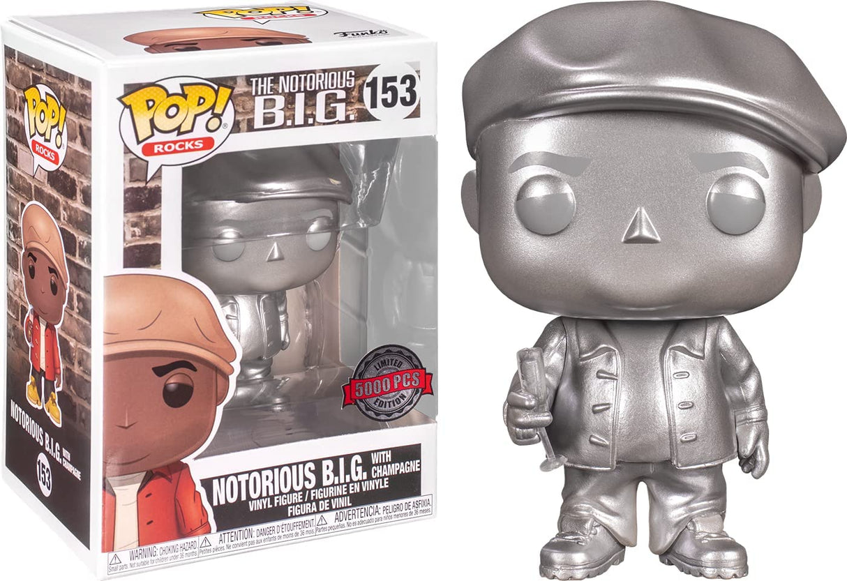 Funko Pop Rocks |The Notorious B.I.G. with Champagne | Metallic #153 Special Edition 5,000pc LE