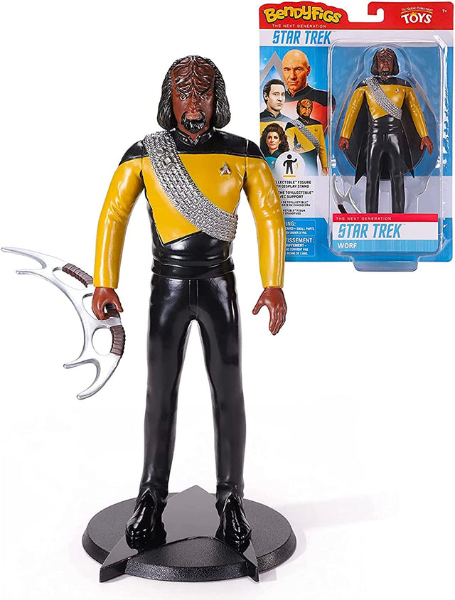 The Noble Collection Star Trek Bendyfigs Worf - 7.5in (19cm) Noble Toys Bendable Figure Posable Collectible Doll Figures With Stand (6900976320612)