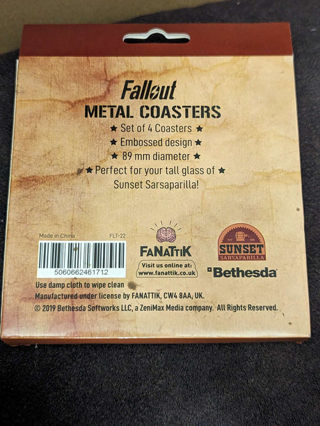 Fallout Sunset Sarsaparilla | Metal Coasters 4-Pack