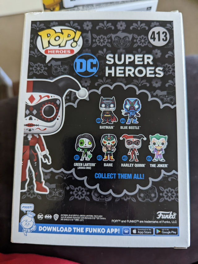 Damaged Box - Funko Pop Heroes - DC Super Heroes Dia De Los - Harley Quinn #413 (7021203030116)