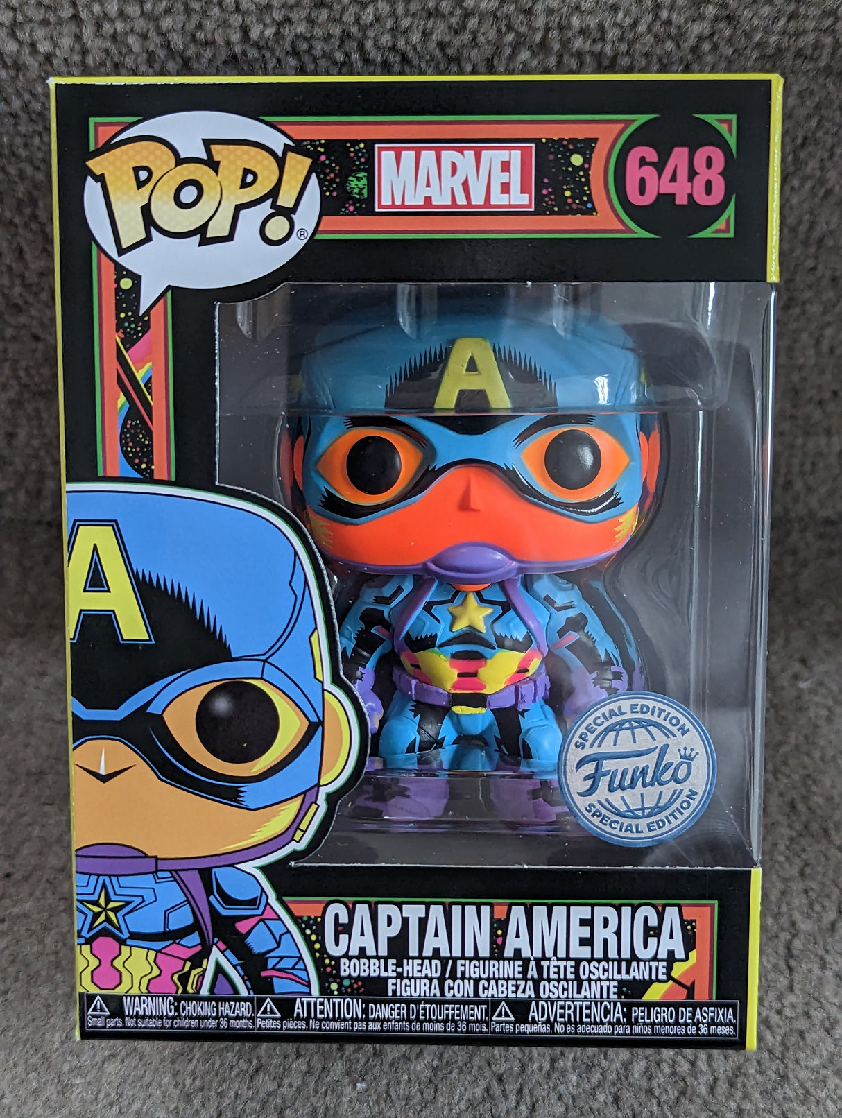 Funko Pop! Marvel 648 Captain America Black Light Special Edition