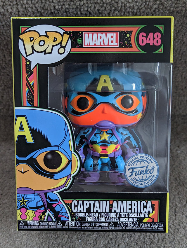 Funko Pop Marvel | Captain America (Black Light) | Special Edition #648