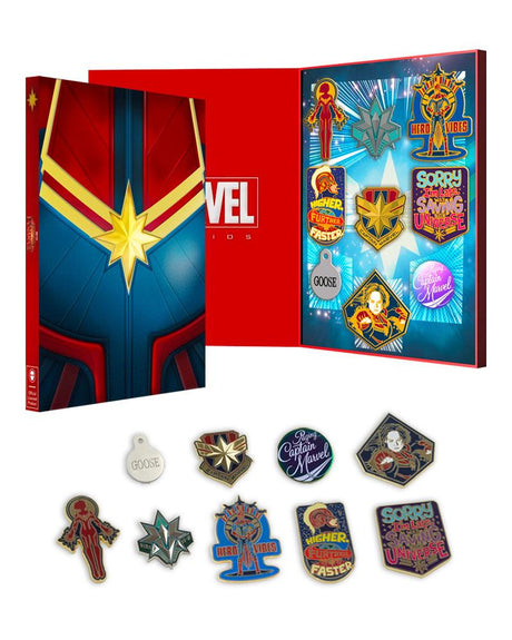 Official Marvel Captain Marvel Retro Pin Badge Set (4344252923988)