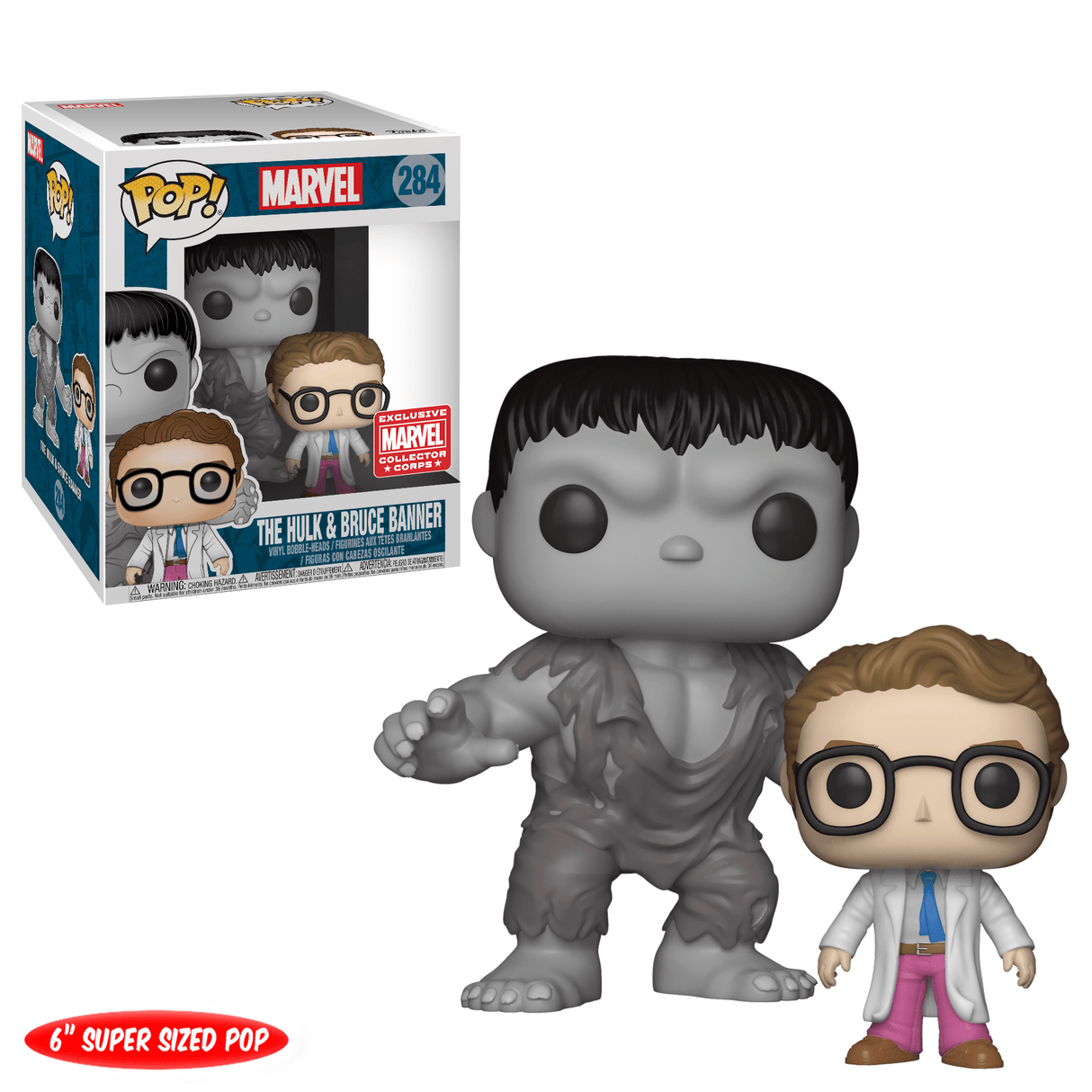 Funko Pop Marvel - The Hulk and Bruce Banner 6" - Exclusive Marvel Collector Corps #284 (4868489281636)