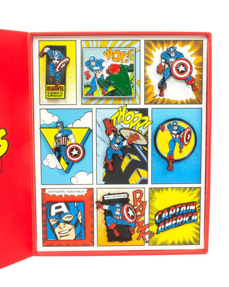 Official Marvel Captain America Retro Pin Badge Set (4344240799828)