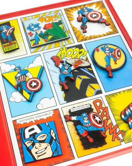 Official Marvel Captain America Retro Pin Badge Set (4344240799828)